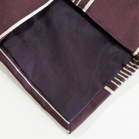 Vintage Polo Ralph Lauren Burgundy Striped Silk Tie - Made in Canada - Picture 7 of 8